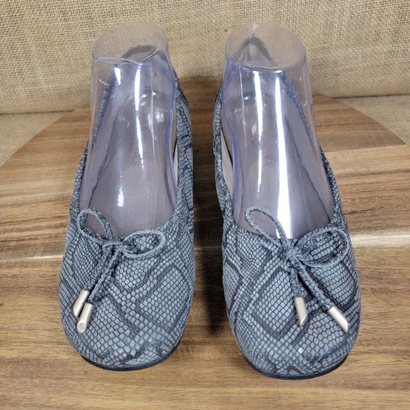 Sabrinas Ballet Flats Gray Snake Print‎ Leather Slip On Shoes EU Size 38 US 8 - Picture 3 of 10